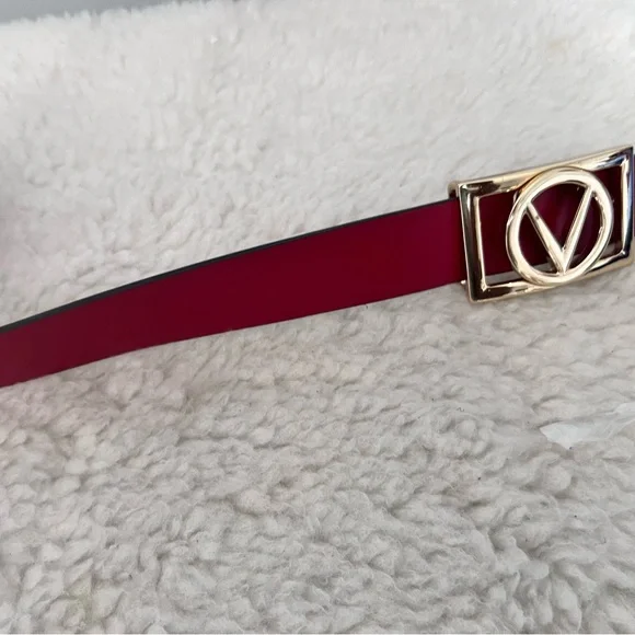 Valentino Gold Buckle Red Belt NWOT sz M display picture 1